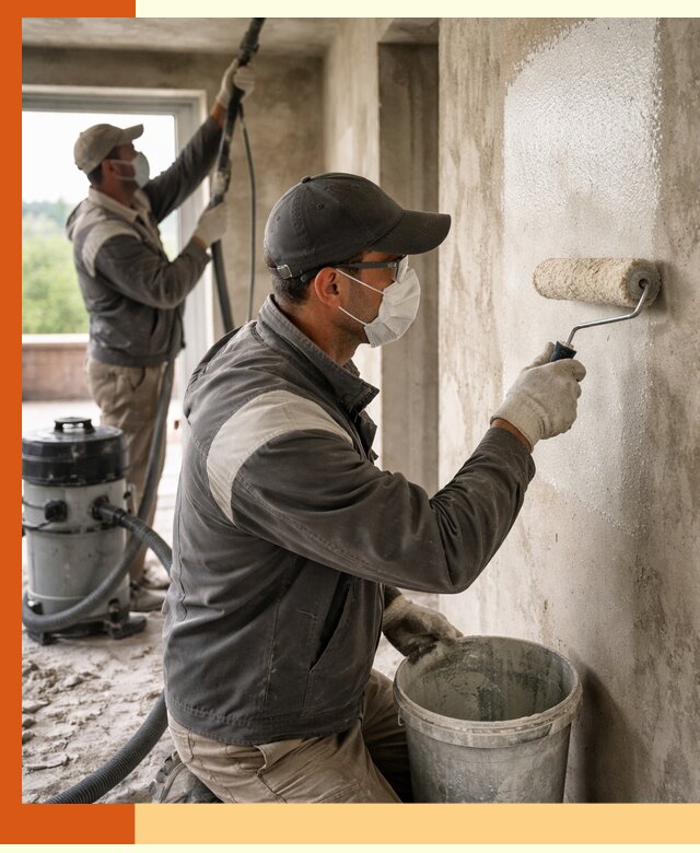 Подготовка поверхности под напыление утеплителя в Вичуге